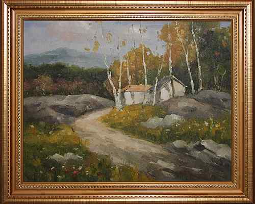 Домики у дороги, 40*50